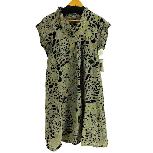 イオコムイオ io comme  io 総柄 コットン ハイネック ノースリーブ ワンピース レディース JPN:38